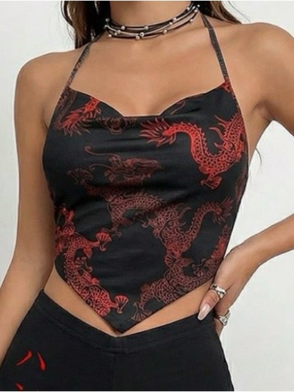 SHEIN Dragon Halter Top